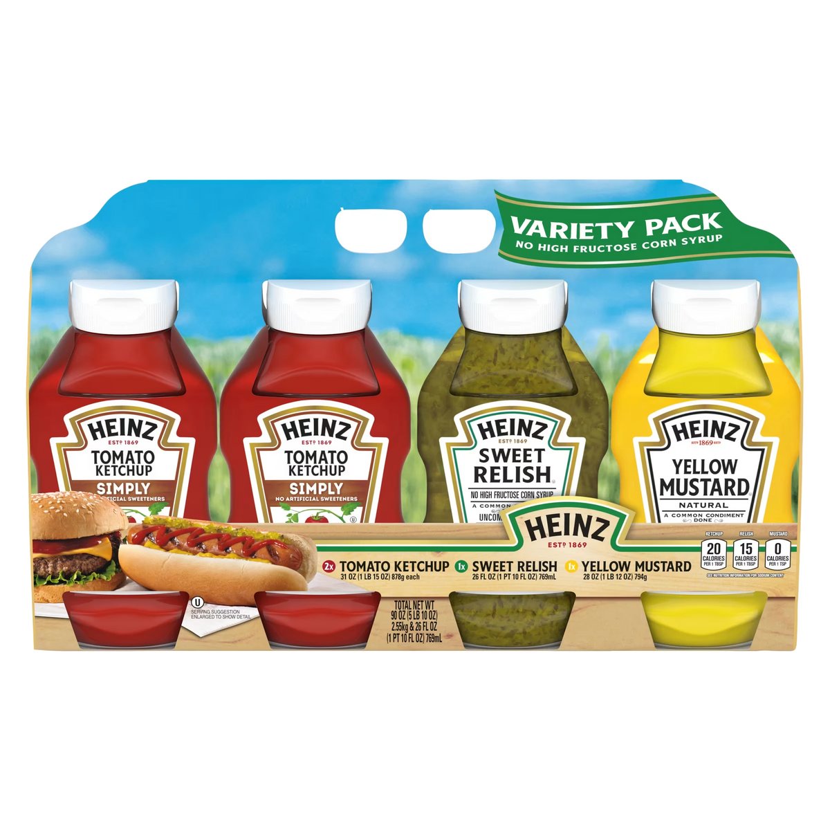 Simply Tomato Ketchup, Sweet Relish & Yellow Mustard Picnic Variety Pack - US 5078