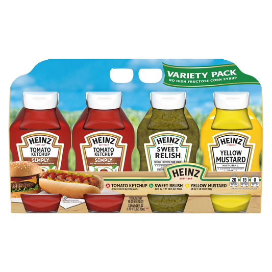 Simply Tomato Ketchup, Sweet Relish & Yellow Mustard Picnic Variety Pack - US 5078